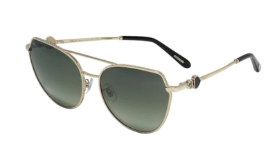 Pre-owned Chopard ­happy Hearts Womens Sunglasses Schc87s ­594x Gold/green Lens 60mm