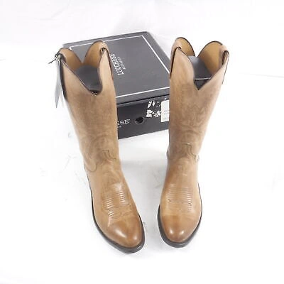 Pre-owned Lucchese See Desc  Men's Crayton Burnished Mad Goat Leather Boots Tan Size 10.5 D In Tannish