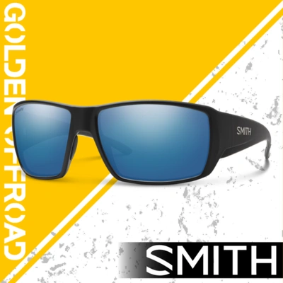 Pre-owned Smith Optics Guide's Choice Matte Black + Chromapop Glass Polarized Blue Mirror