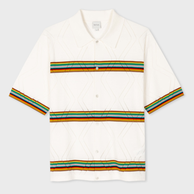 Paul Smith Mens Knitted Ss Shirt In Whites