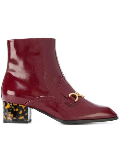 Stella Mccartney Block-heel Faux-leather Ankle Boots In Burgundy