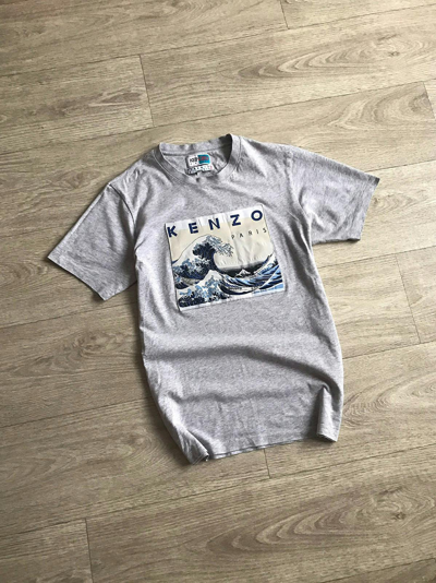 Pre-owned Kenzo Vintage  Paris Big Logo T-shirt In Grey