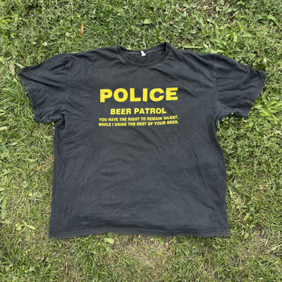 Pre-owned Humor X Vintage Y2k Adult “ Police Beer Patrol“ Buymypiece Humor Tee In Black