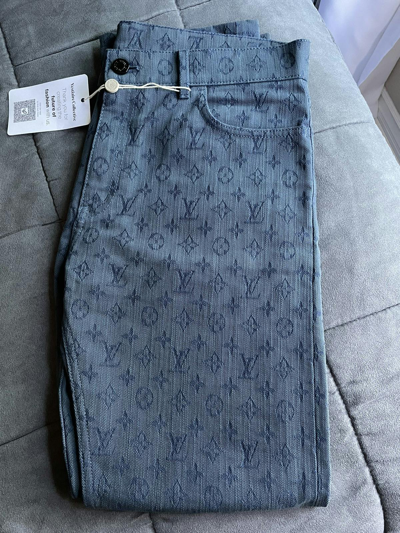 Pre-owned Louis Vuitton Blue Monogram Slim Jeans