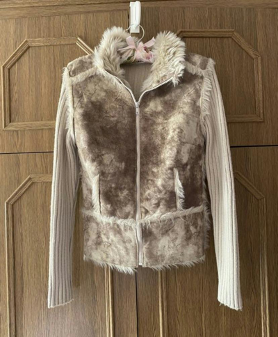 Pre-owned Archival Clothing X Mink Fur Coat Japanese Vintage Lgb Style Y2k Fur Zip Sweater In Beige