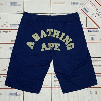 Pre-owned Bape Og  College Logo Blue Shorts