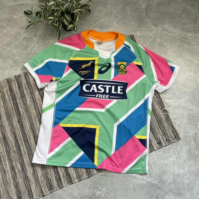 Pre-owned Jersey X Vintage South Africa Jersey Castle Free Springbok Sevens Asics Rugby In Multicolor