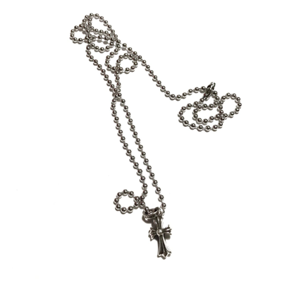 Pre-owned Chrome Hearts Baby Fat Pendant With Ball Chain Necklace In Silver