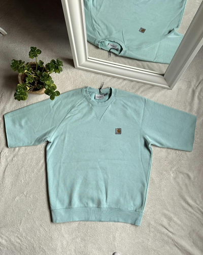 Pre-owned Carhartt X Vintage Carhartt Vintage Box Logo Outdoor Streetwear Sweatshirt In Light Azure