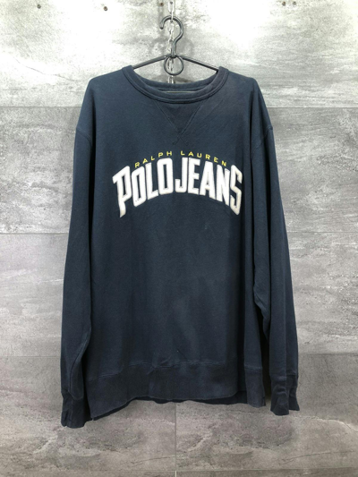 Pre-owned Polo Ralph Lauren X Vintage Ralph Laurent Polo Jeans Embroidered Sweatshirt Navy In Blue