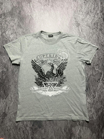 Pre-owned Diesel Y2k  Firebird Animal Logo Abstract Tee Shirt In Grey