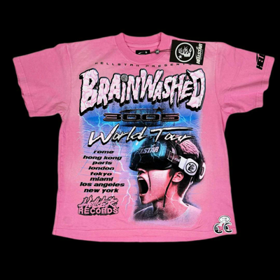 Pre-owned Hellstar Brainwashed World Tour Tee Shirt Pink Large 3005