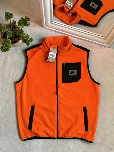 Pre-owned Nike Vintage Therma Fit Box Logo Streetwear Vest In Orange