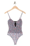 Afrm Rianne Cutout Stretch-mesh Halterneck Bodysuit In Summer Multi Ditsy