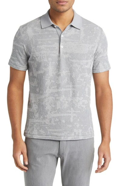 Robert Barakett Russo Jacquard Ribbed Polo In Grey
