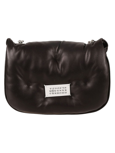 Maison Margiela Logo Patch Puffer Shoulder Bag In Black