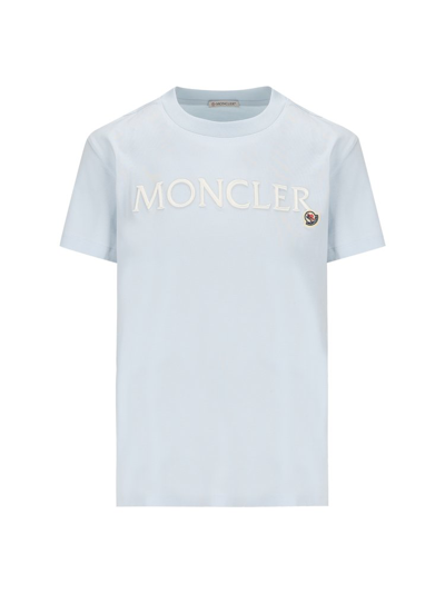 Moncler Embroidered Logo T-shirt In Blue