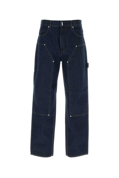 Givenchy Logo Plaque Carpenter Jeans In Blue