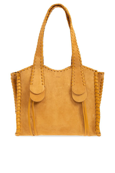 Chloé Mony Leather Tote Bag In Beige