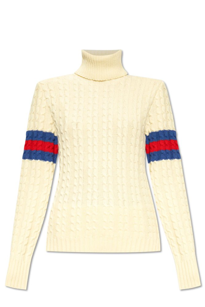 Gucci Turtleneck Knitted Sweater In Beige