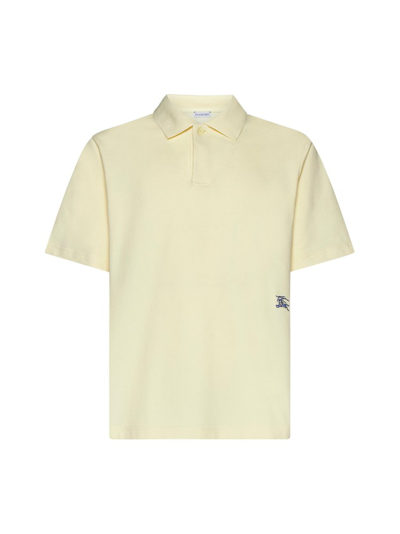 Burberry Logo Embroidered Polo Shirt In Yellow