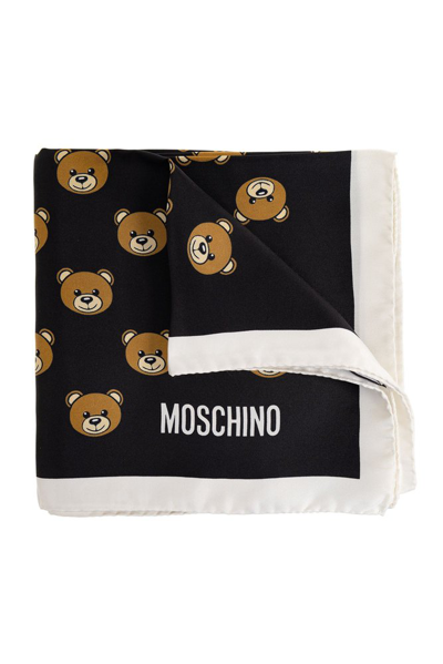 Moschino Teddy Bear Logo Printed Scarf In Multi