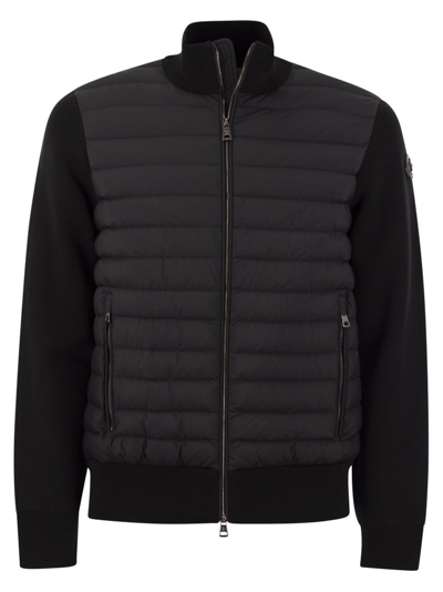 Moncler Padded Cardigan With Zip In Black