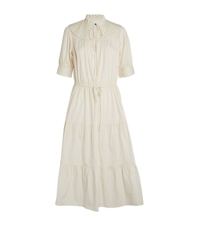 Polo Ralph Lauren Short-sleeve Gathered Elia Midi Dress In Ivory