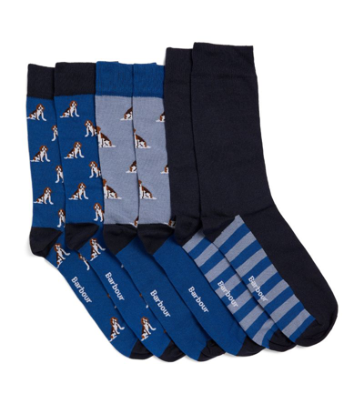 Barbour Cotton-blend Socks (pack Of 3) In Blue