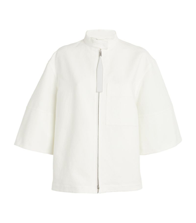 Jil Sander Oversized Zip-up Overshirt In White