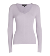 THEORY WOOL-BLEND RIBBED V-NECK SWEATER