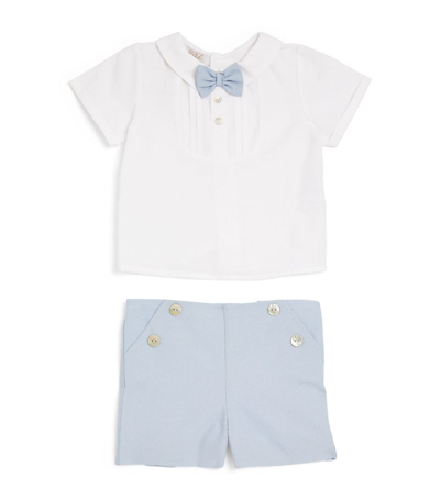 Paz Rodriguez Cotton Polo Shirt And Shorts Set (1-48 Months) In White