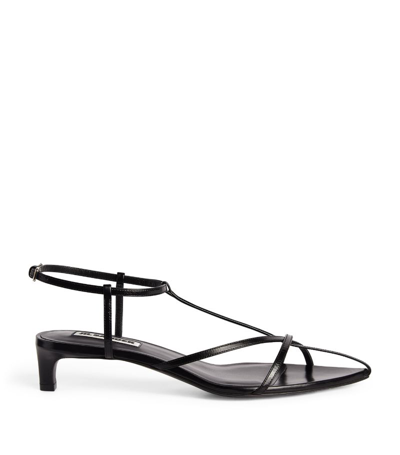 Jil Sander Leather T-strap Kitten-heel Sandals In Black