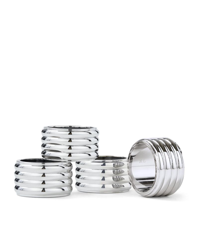 Ralph Lauren Set Of 4 Stainless Steel Thorpe Napkin Rings In Silver