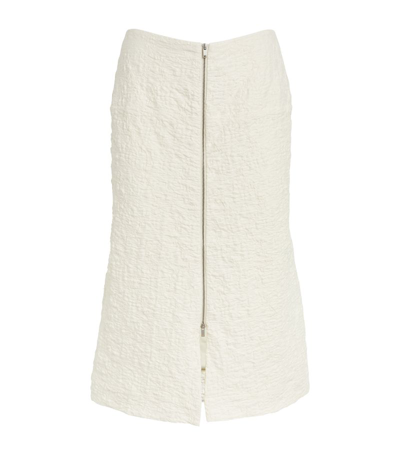 Jil Sander Zipped Crinkle Skirt In White