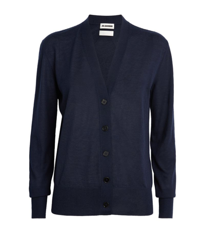 Jil Sander Cashmere Cardigan In Blue