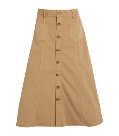 Polo Ralph Lauren A-line Cotton Twill Midi Skirt In Beige