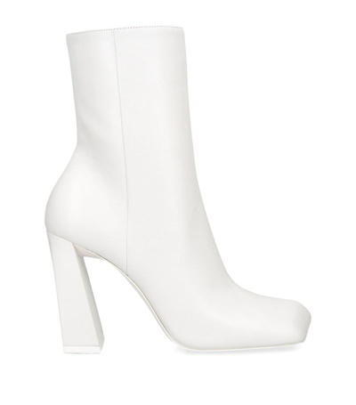 Amina Muaddi Leather Marine Ankle Boots 95 In White