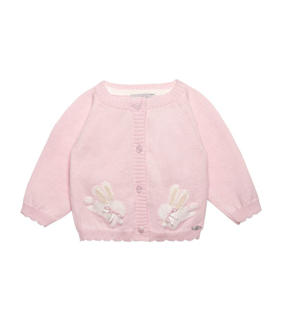 Trotters Cotton-wool Flopsy Bunny Cardigan (0-9 Months) In Pink