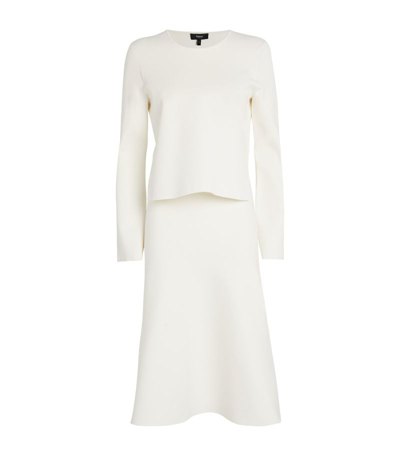 Theory Double-layer Midi Dress In White