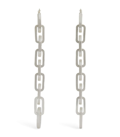 Jil Sander Interlocking Chain Earrings In Grey