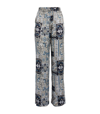Eleventy Elasticated-waist Tile-print Trousers In Blue