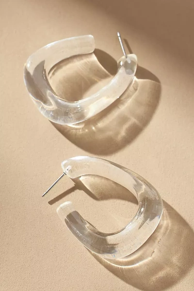 By Anthropologie Translucent Stone Square Hoop Earrings In White