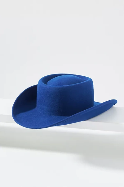 By Anthropologie Curved Brim Boater In Blue