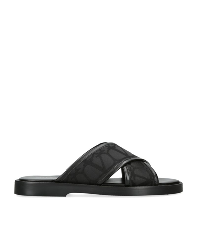 Valentino Garavani Vlogo Print Sandals In Black