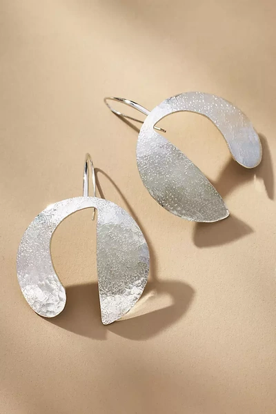 By Anthropologie Textured Metal Drop Earrings In Silver