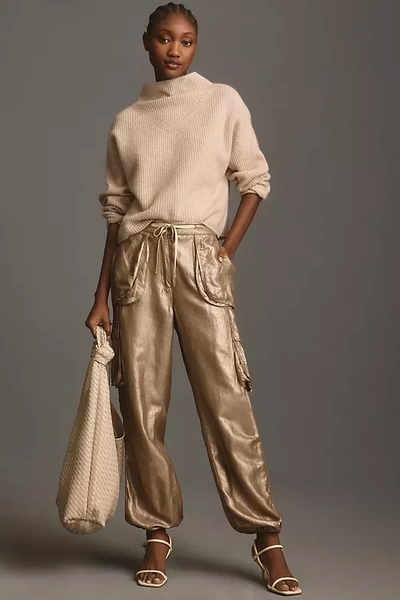 Le Superbe Super Metallic Drawstring Cargo Pants In Metallic Gold