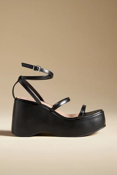 Maeve Strappy Platform Wedge Heels In Black