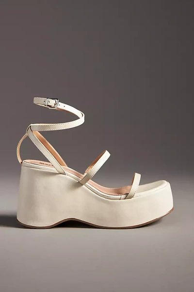 Maeve Strappy Platform Wedge Heels In Beige