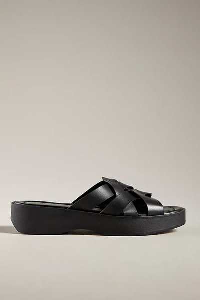 Pilcro Woven Slide Sandals In Black